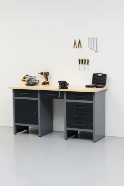Arbeidsbenk med skap/skuffer 160 x 60 x 85 cm | Arbeidsbord & Reoler