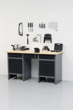 Arbeidsbenk med skap/skuffer 160 x 60 x 85 cm | Arbeidsbord & Reoler