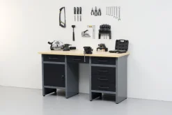 Arbeidsbenk med skap/skuffer 160 x 60 x 85 cm | Arbeidsbord & Reoler