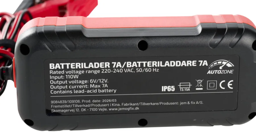 Autozone Batterilader 7A/6-12 V - | Bilbatterier, El-Ladere & Ladekabler