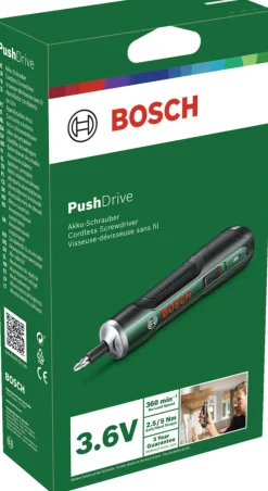 Bosch PushDrive akku skrumaskin m/bits | Spennverktøy