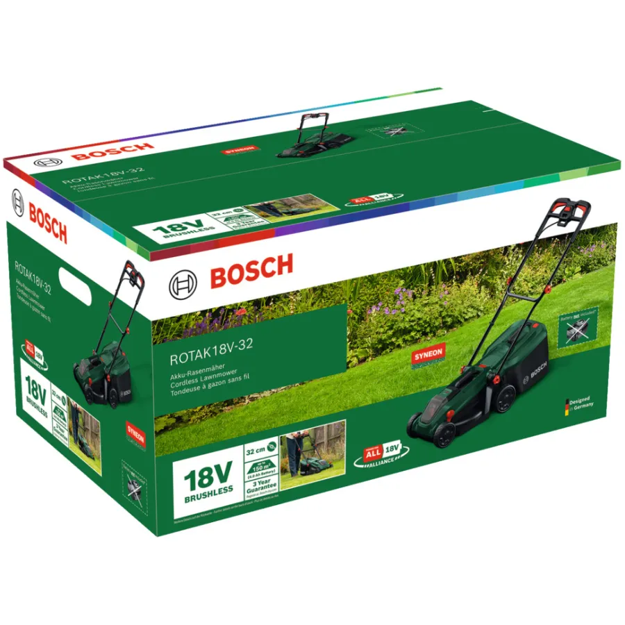 Bosch Rotak 18V-32 batteridrevet gressklipper 4,0 Ah | Gressklippere