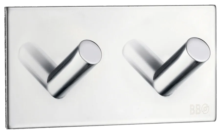 Beslagsboden Dobbel krok selvklebende 90 mm - krom | Håndkleholdere|Knagger & Knaggrekker