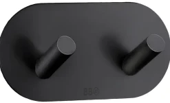Beslagsboden Dobbel krok selvklebende 96 mm - matt svart | Håndkleholdere|Knagger & Knaggrekker