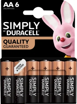 Duracell Simply AA alkaliske batterier 6-pk. | Batterier