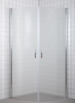 Dusjhjørne m/buede dører i frostet glass 90 x 90 x 190 cm | Dusjkabinett