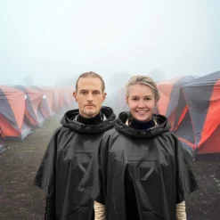 Gjenbrukbar regnponcho med hette | Campingutstyr|Reiseartikler