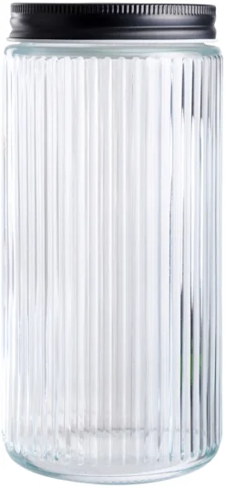 DAY Glasskrukke riflet m/skrulokk 0,9 liter - | Oppbevaringsglass
