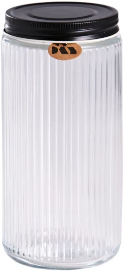 DAY Glasskrukke riflet m/skrulokk 0,9 liter - | Oppbevaringsglass