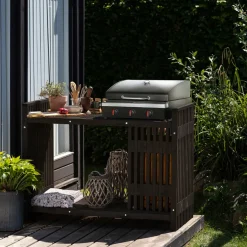 Grillbord svart 123 x 57,5 x 93 cm | Grilltilbehør|Hagebord