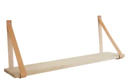 Royal Hylle i eik 20 x 120 cm med lærstropper | Hyller
