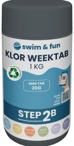Swim & Fun Klor WeekTab langsom klor 1 kg - | Bassengtilbehør & Pleie