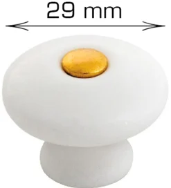 Home it Knott porselen hvit/gull 29 mm - 2 stk. | Grep & Hengsler
