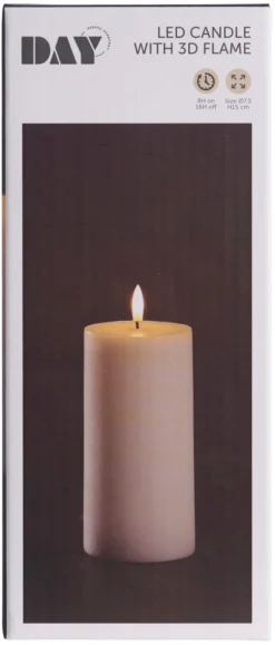 DAY Kubbelys med 3D LED-flamme H15 cm | Dekorativ Belysning - Innendørs