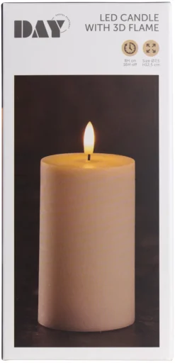 DAY Kubbelys med 3D LED-flamme H12,5 cm | Dekorativ Belysning - Innendørs