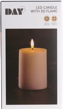 DAY Kubbelys med 3D LED-flamme H10 cm | Dekorativ Belysning - Innendørs