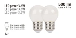 LED-kronepærer 3,6 W E27 - 2-pk. | Led-Pærer