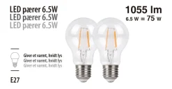 LED-pærer standard formet 6,5 W E27 - 2-pk. | Led-Pærer