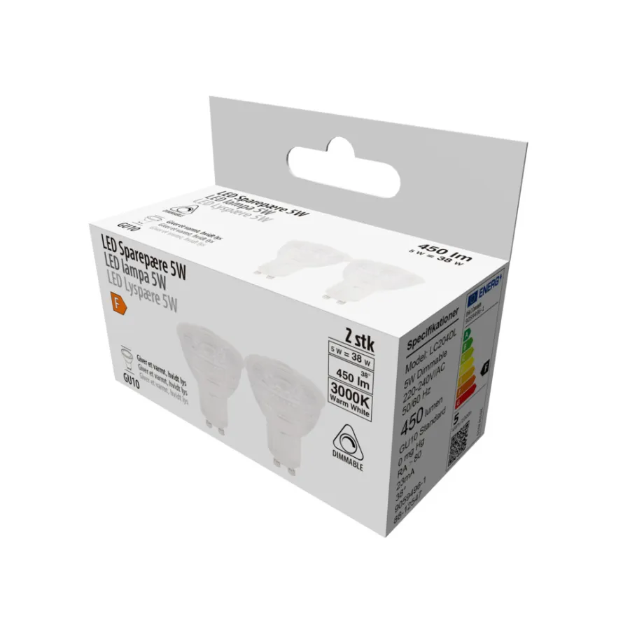 LED-spotpære 5 W GU10 dimbare - 2-pk. | Led-Pærer