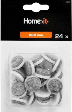 Home it Møbelknotter med spiker Ø24 mm grå - 24 stk. | Møbelknotter