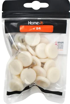 Home it Møbelknotter Ø25 mm hvit plast 24 stk. | Møbelknotter