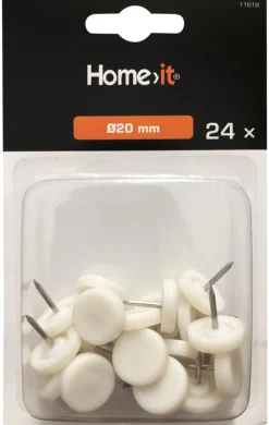 Home it Møbelknotter Ø20 mm hvit plast 24 stk. | Møbelknotter