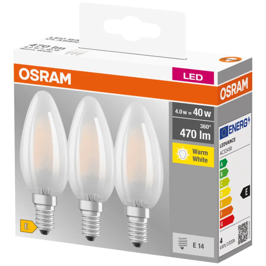 Osram LED Base mignon E14 4 W 3-pk | Led-Pærer