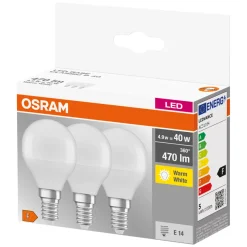 Osram LED kronepære E14 4,9 W 3-pk. | Led-Pærer