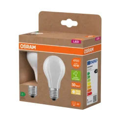 Osram LED matt standardpære E27 2,2 W 2-pk. | Led-Pærer