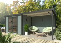 Palmako redskapsbod m/pergola Alma 560 x 184 cm | Redskapsboder|Hytter & Boder