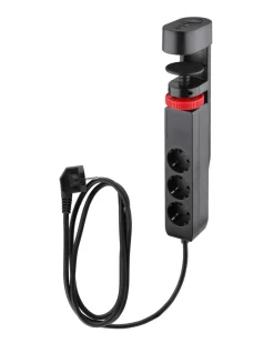 Elworks Skjøteledning 3-veis m/klemme, schuko, USB og bryter svart 1,4 m | Grenuttak & Skjøteledninger