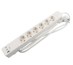 Elworks 6-stikkontakt schuko m/3 x USB PD65W 1,5 m – | Grenuttak & Skjøteledninger