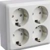 Elworks Stikkontakt UTP 4-veis m/jord - Atia | Stikkontakter & Brytere