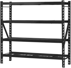 Probuilder Stålreol 4 hyller svart 196 x 183 x 61 cm - | Arbeidsbord & Reoler