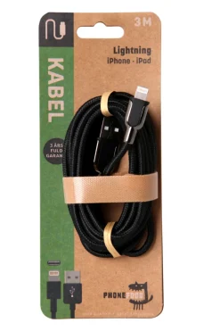 PhoneFood USB-A til lightning kabel - 3 meter | Kabler & Adaptere