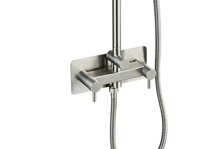 Utedusj børstet stål kald/varm Ø20 cm | Utedusjer|Dusjhoder & -Slanger