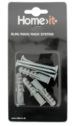 Home it Veggmonteringssett t/Rack/Maxi/Slim hvit | Veggskinner & Hylleknekter